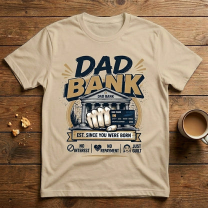 Dad Bank — Est. Since You Were Born. No Interest. No Repayment. Just Guilt.